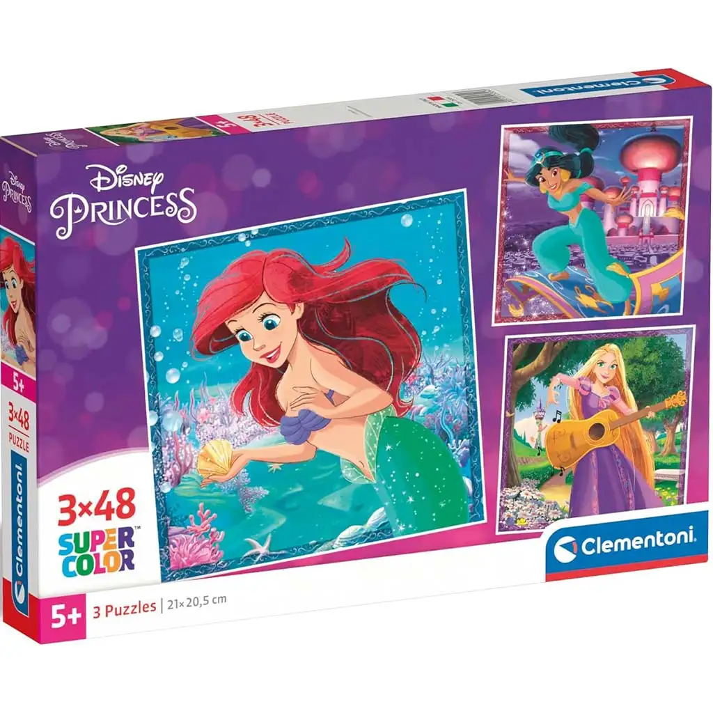Disney Princezné 3x48 dielov Supercolor puzzle - Clementoni