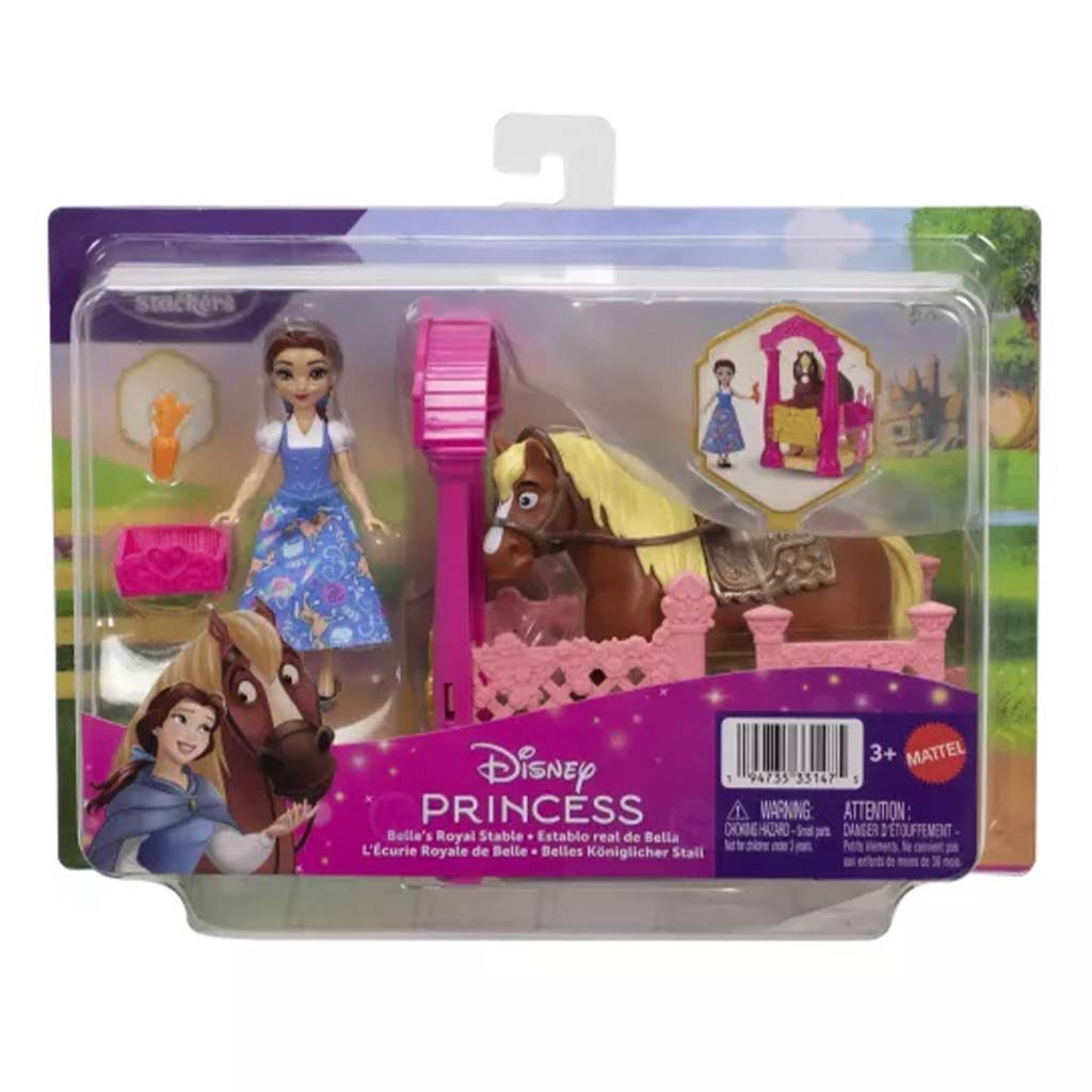 Disney Princezné: Mini princezná Belle a jej kráľovské jazdiarne – Mattel