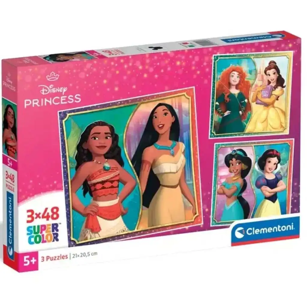 Disney+Princezné Supercolor 3x48ks puzzle - Clementoni