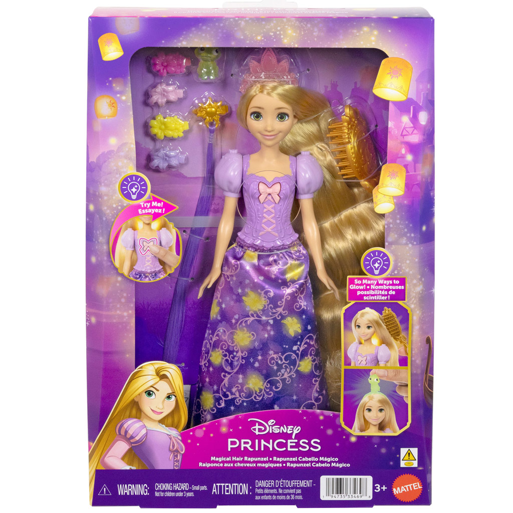 Disney Princezné Zlatovláska magická bábika s doplnkami - Mattel