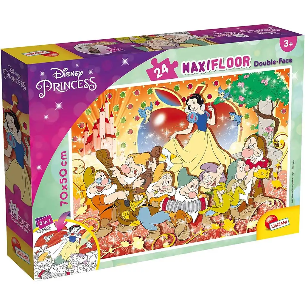 Disney Snehulienka 2 v 1 maxi 24-dielne puzzle a omaľovánka 70x50 cm - Lisciani