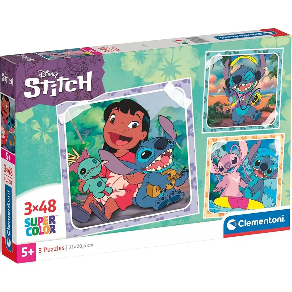 Disney+Stitch 3x48ks Supercolor puzzle - Clementoni