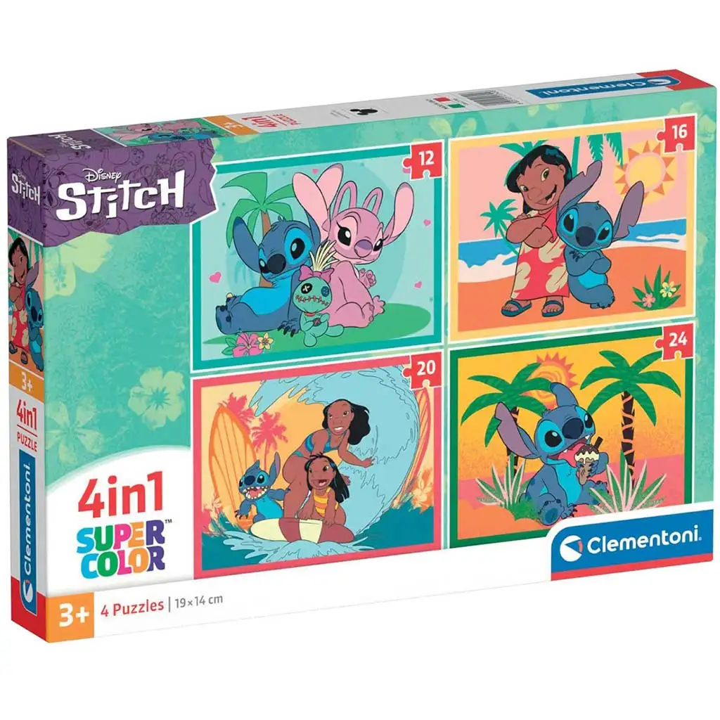 Disney+Stitch 4v1 Supercolor puzzle - Clementoni