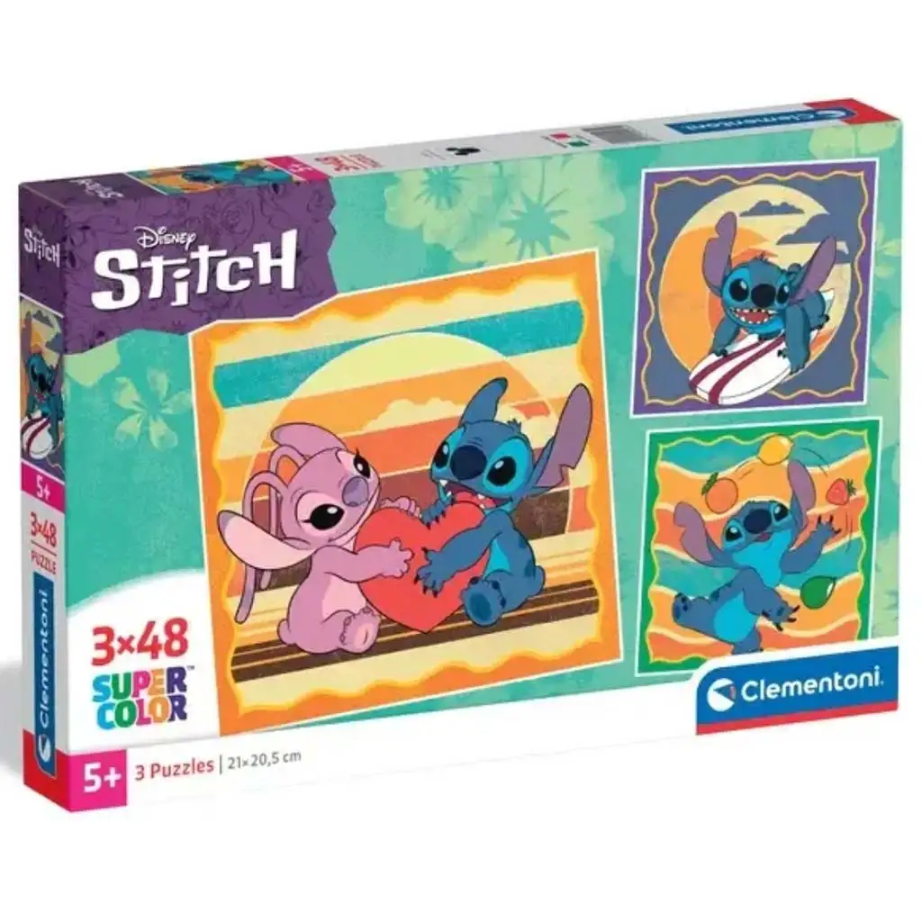 Disney+Stitch a Angel 3x48-dieliková Supercolor puzzle - Clementoni