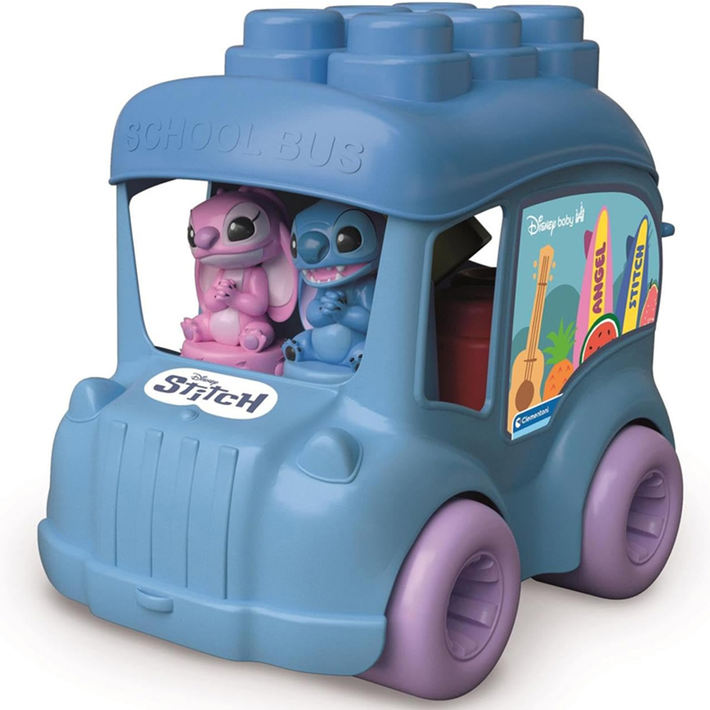 Disney Stitch školský autobus s mäkkými stavebnými kockami - Clementoni