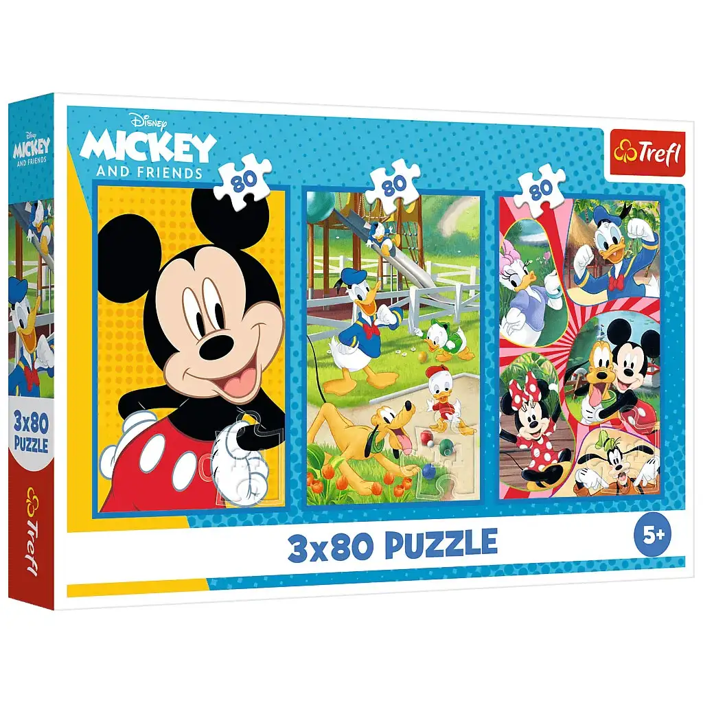 Disney: Tím Mickeyho myši 3x80 ks puzzle - Trefl