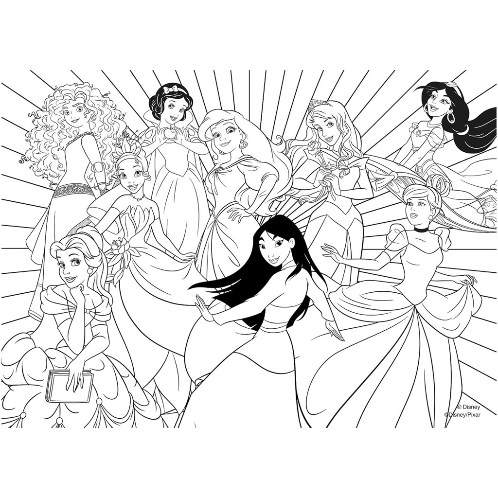 Disney princezné 2 v 1 2x24 ks maxi puzzle a omaľovánka - Lisciani kép 4