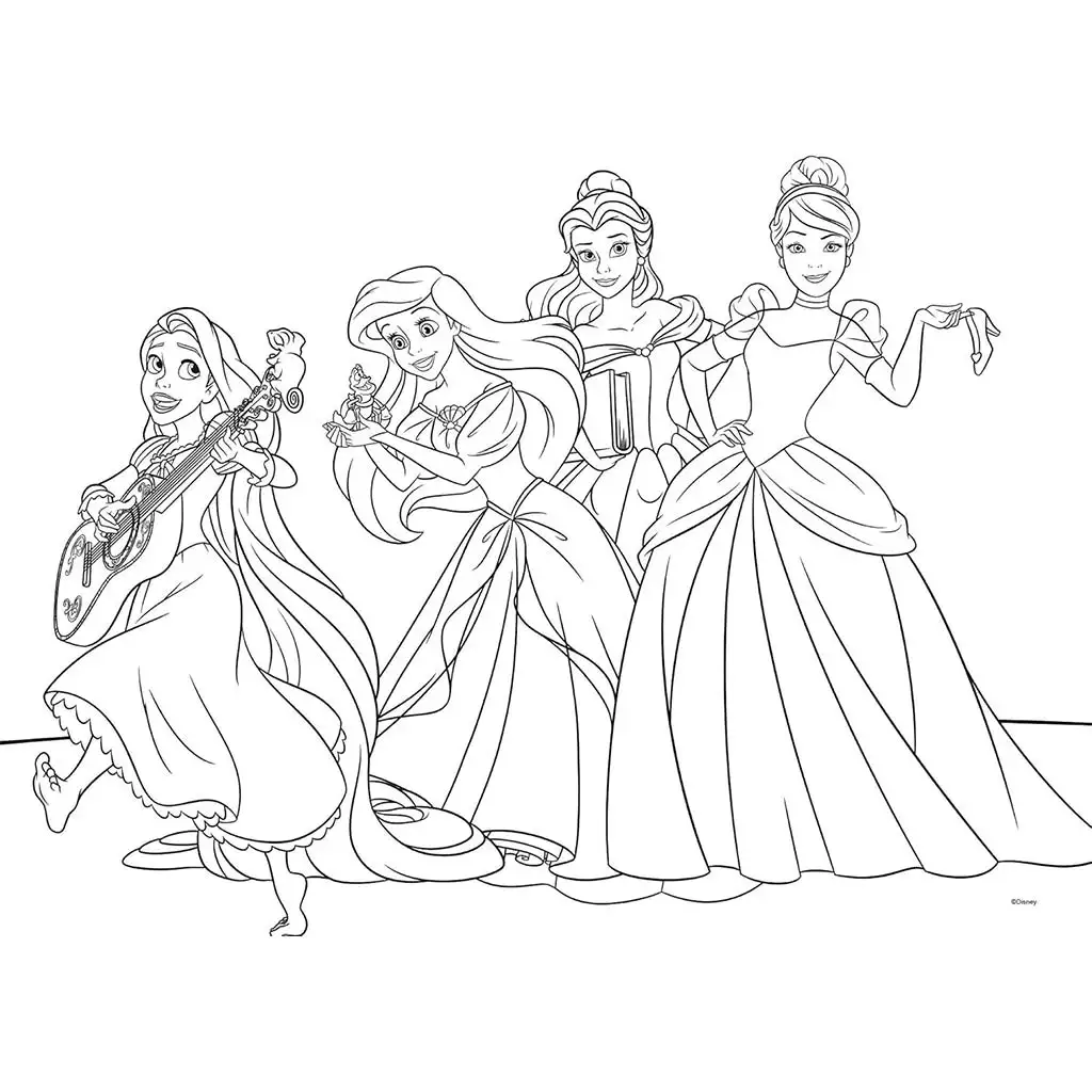 Disney princezné 2 v 1 maxi 35-dielne puzzle a omaľovánka 70x50 cm - Lisciani kép 2