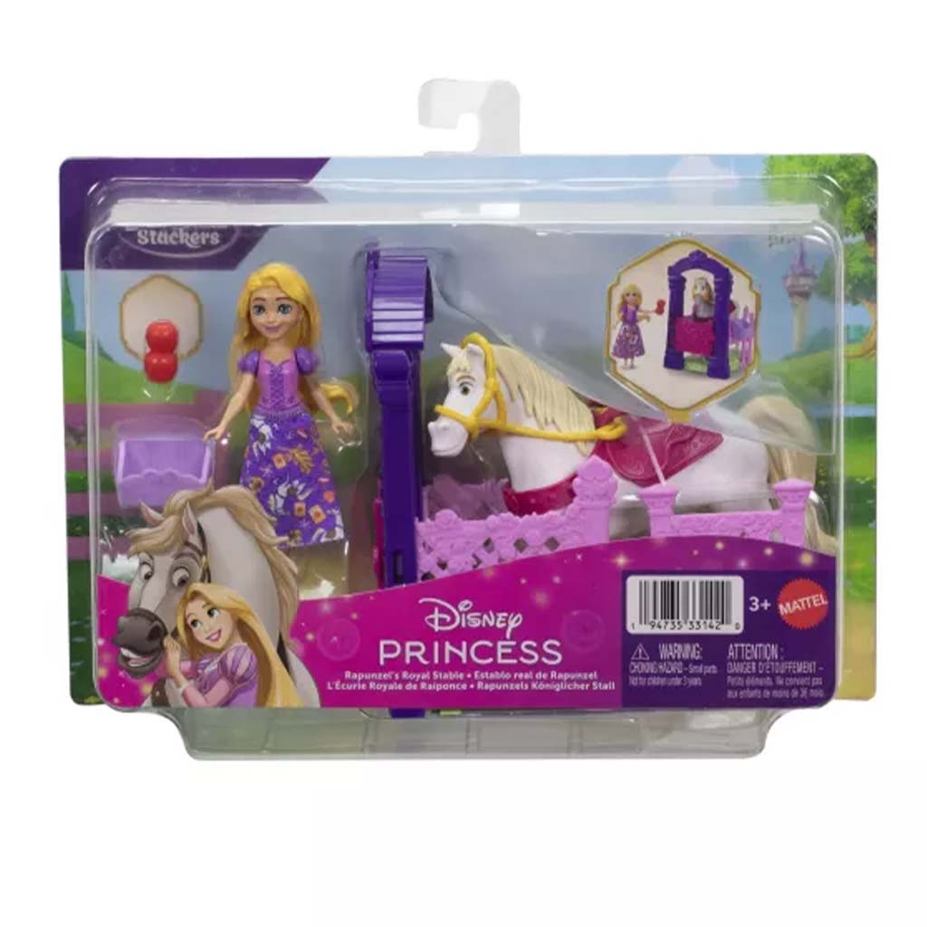 Disney princezné: Mini princezná Zlatovláska a jej kráľovská jazdiareň – Mattel
