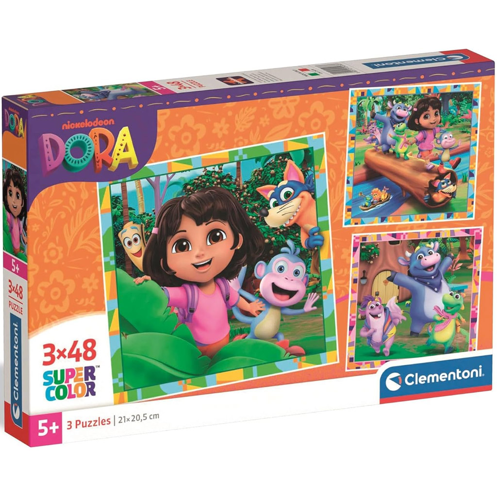Dora objaviteľka 3x48 ks Supercolor puzzle - Clementoni