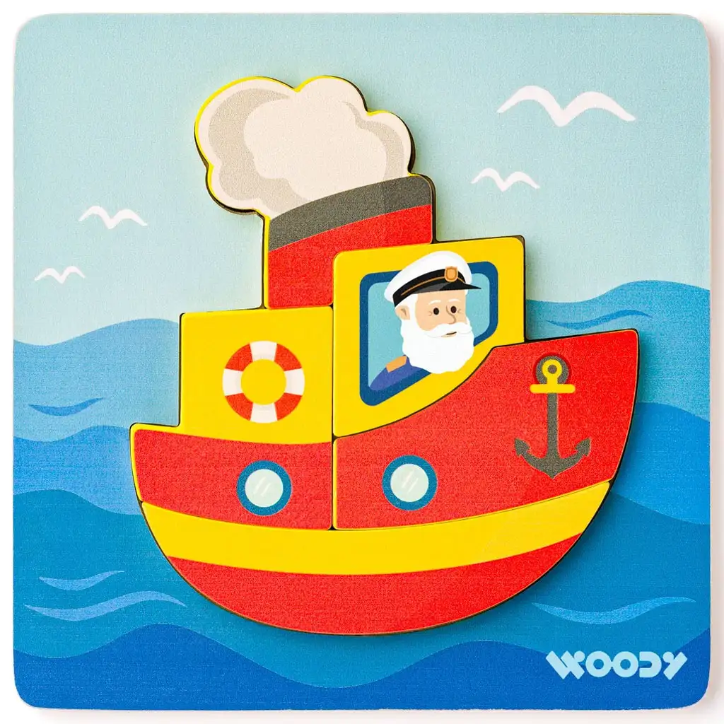 Drevená loď 5-dielna detská skladačka - Woodyland