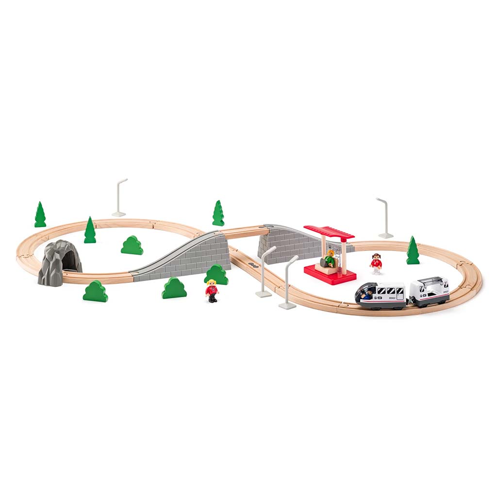 Drevená zostaviteľná železničná trať s osobným vlakom a ďalšími doplnkami, 45-dielna - Woodyland kép 2