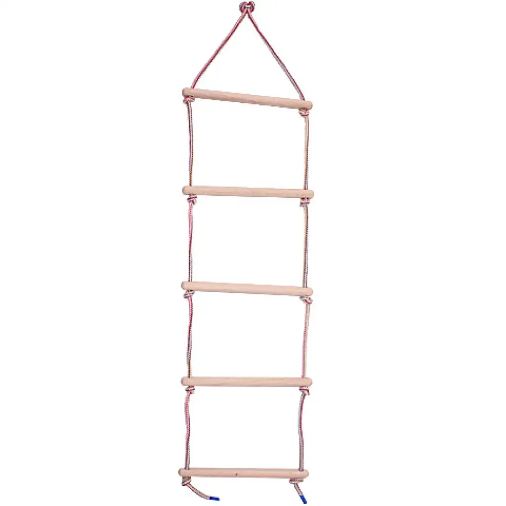 Povrazový rebrík s drevenými priečkami