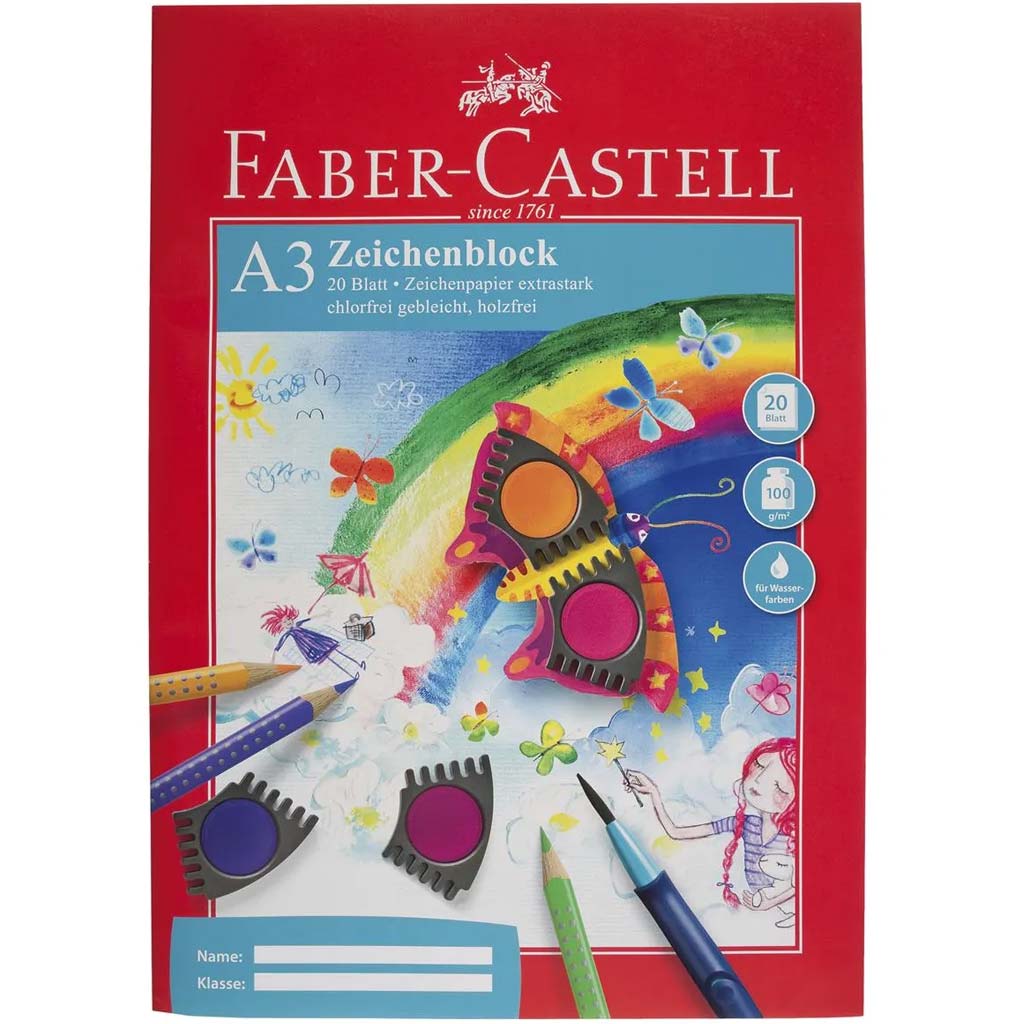 Faber-Castell: A3 kresliaci blok – 20 listov extra pevného, 100 g umeleckého papiera