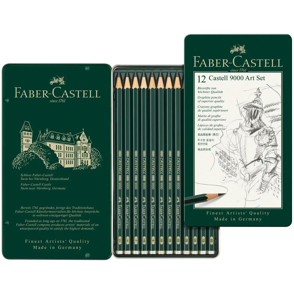 Faber-Castell: Castell 9000 grafitová ceruzka, súprava 12 kusov v kovovej krabičke kép 2
