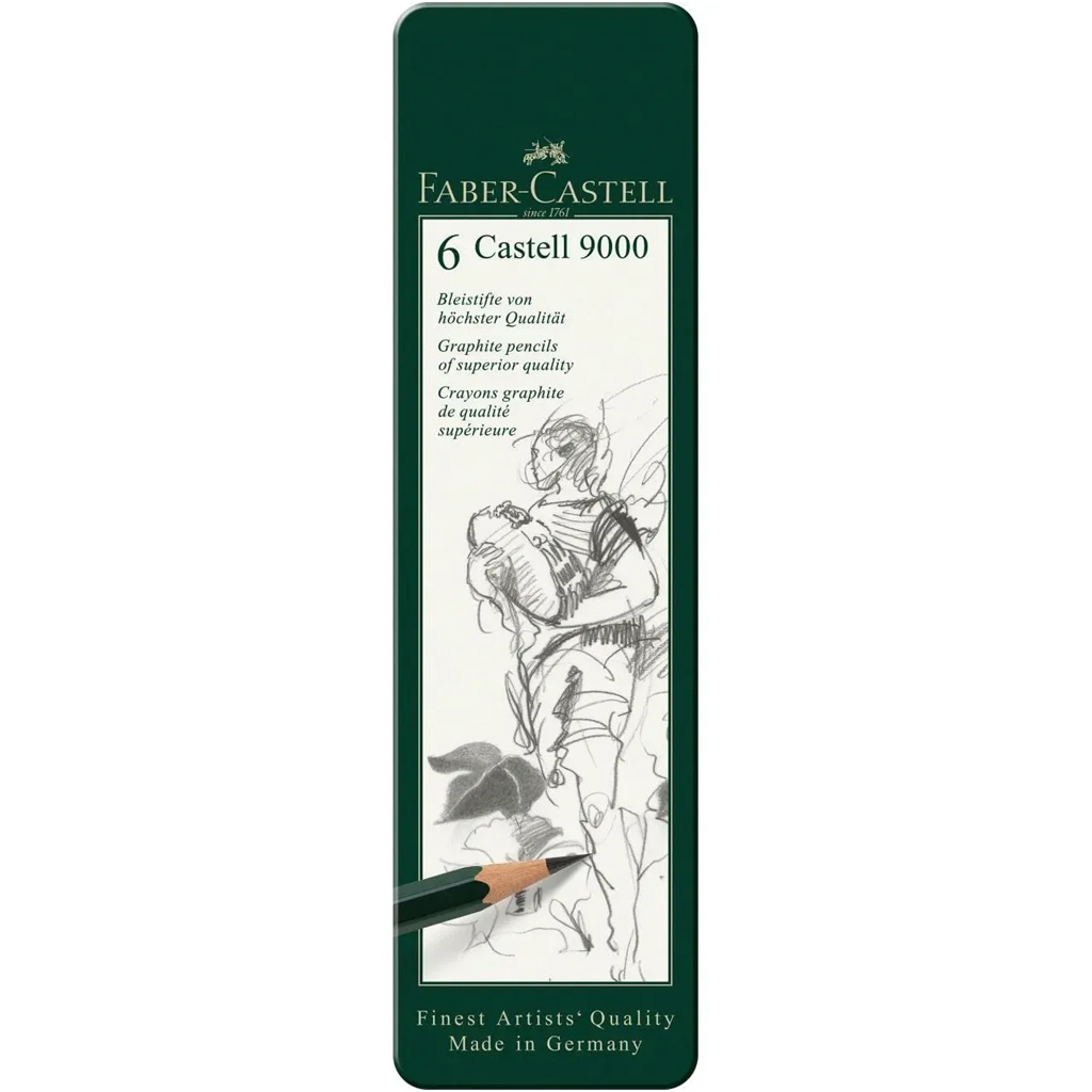 Faber-Castell: Grafitová ceruzka Castell 9000, sada 6 kusov v kovovej škatuľke