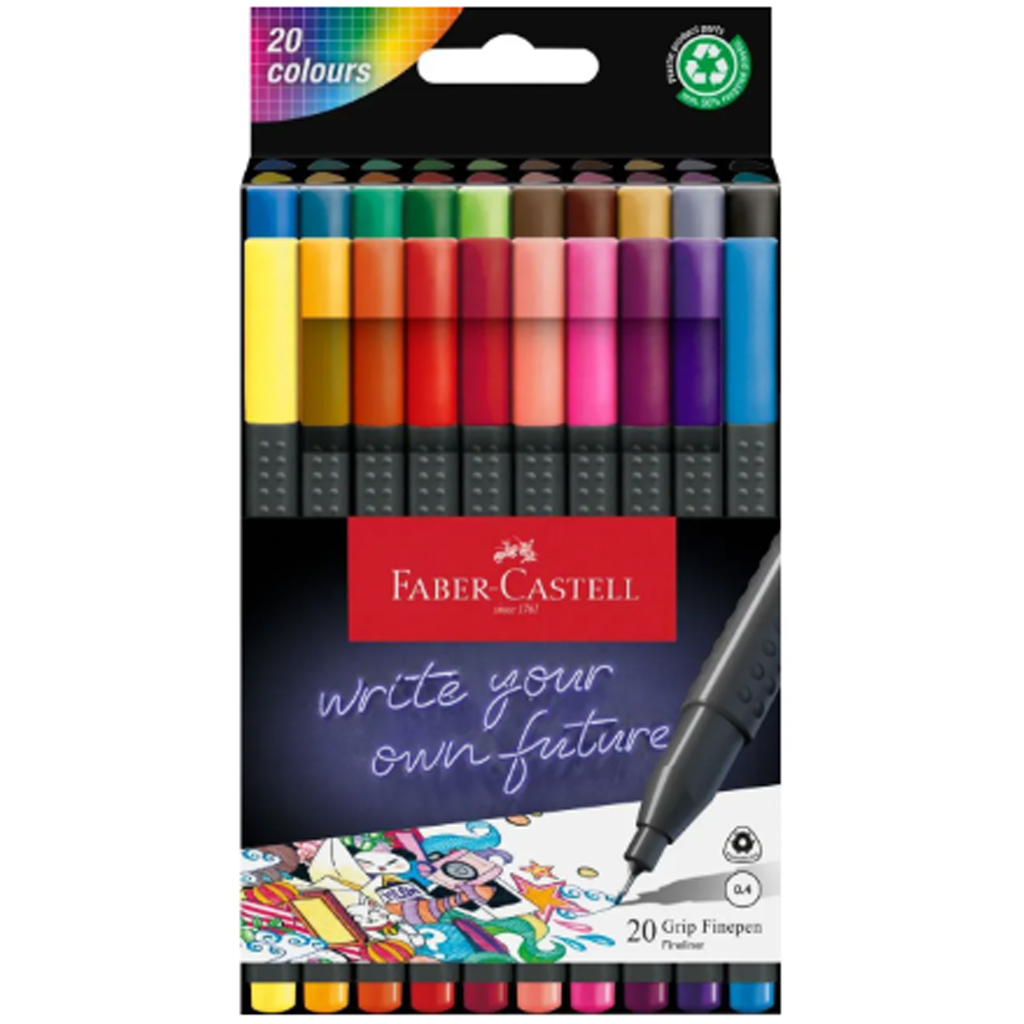 Faber-Castell: Grip farebná sada 20 kusov tenkých fixiek 0,4 mm