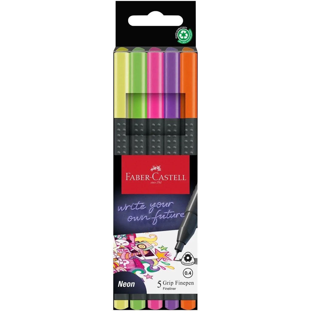 Faber-Castell: Grip neonová sada linerov 0,4 mm, 5 ks