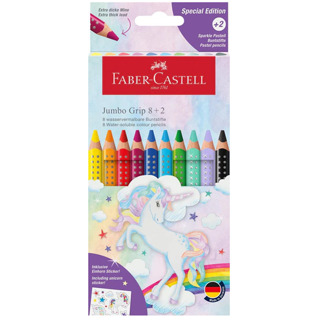 Faber-Castell: Jumbo GRIP sada farebných ceruziek s jednorožcom 8+2 ks