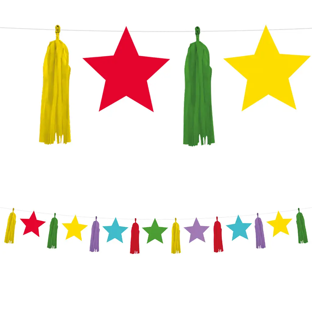 Farebná hviezdna girlanda s brmbolcami