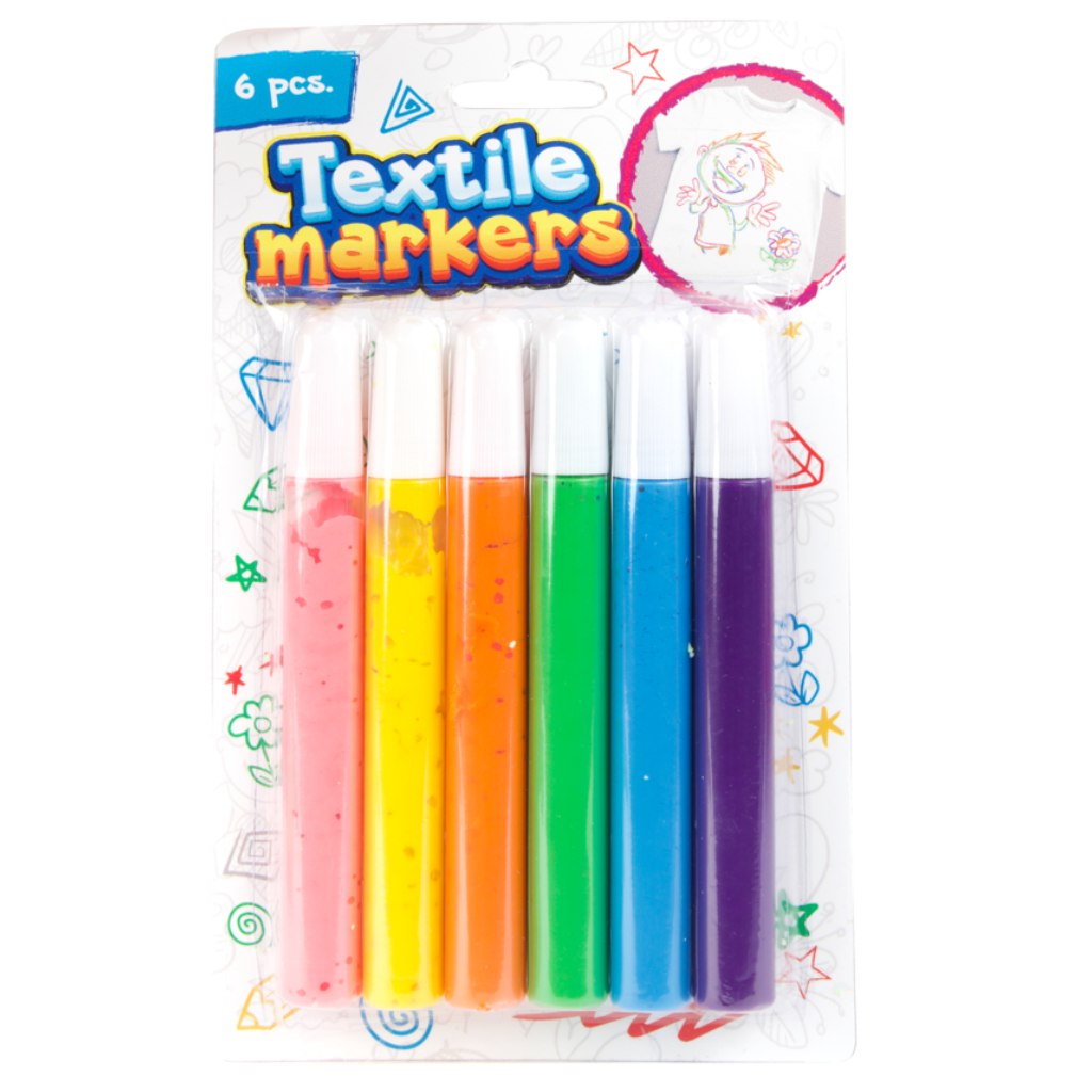 Farebné textilné fixky, sada 6 kusov