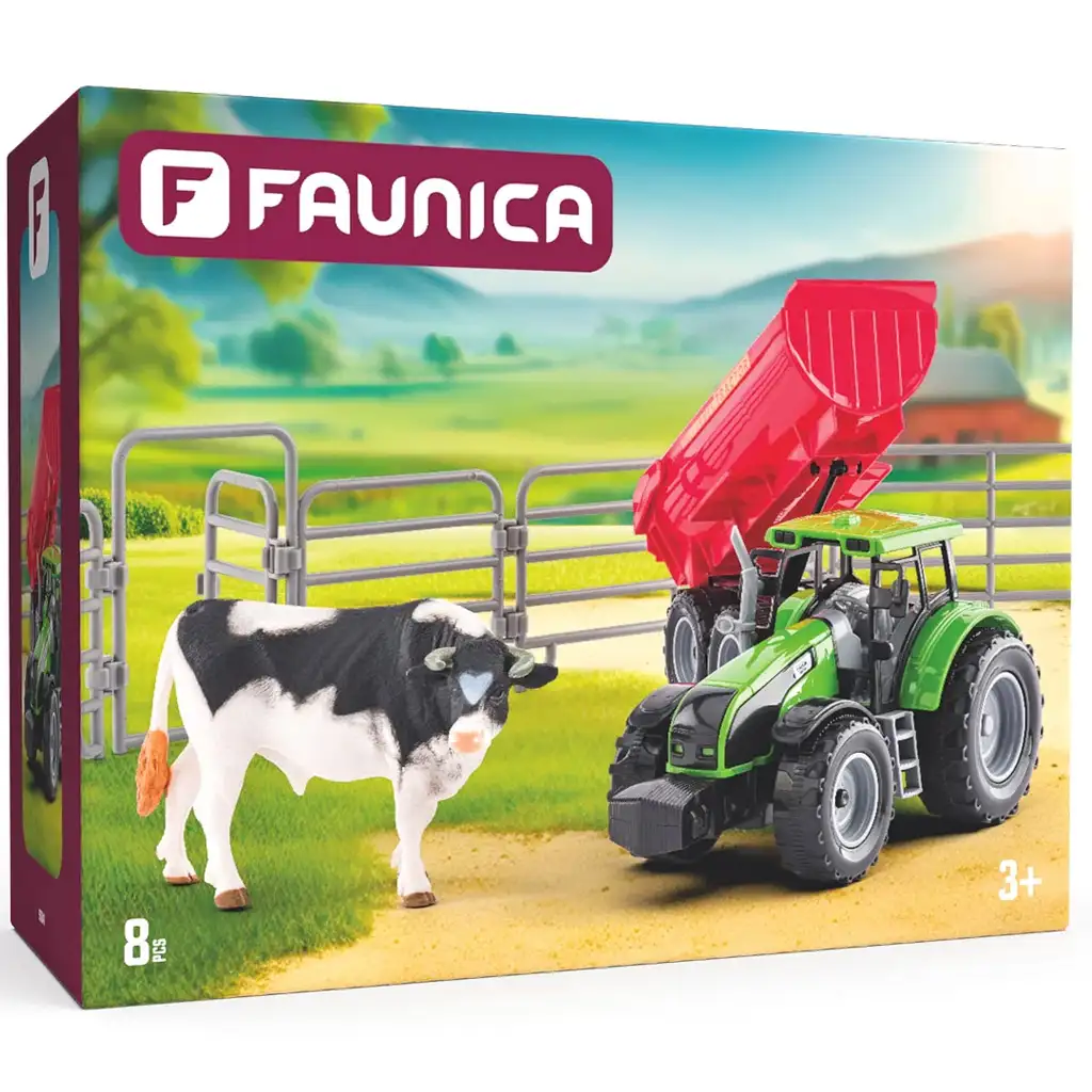 Faunica: Traktor s býkom hracia súprava - Woodyland