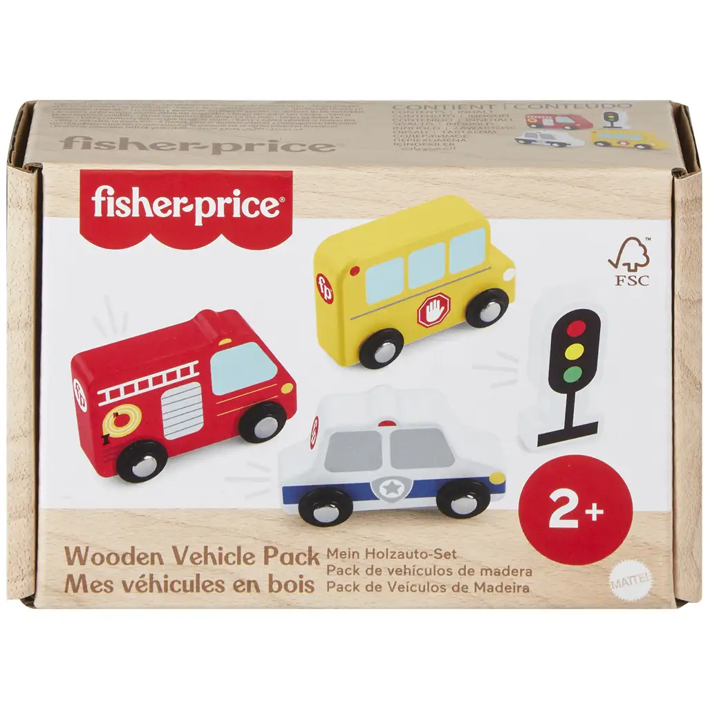 Fisher-Price: Wood drevená autíčková sada - Mattel kép 1