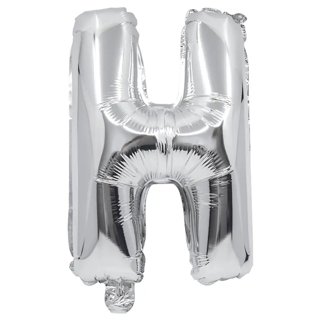 Fóliový balón v tvare písmena H striebornej farby – písmeno H 32 cm