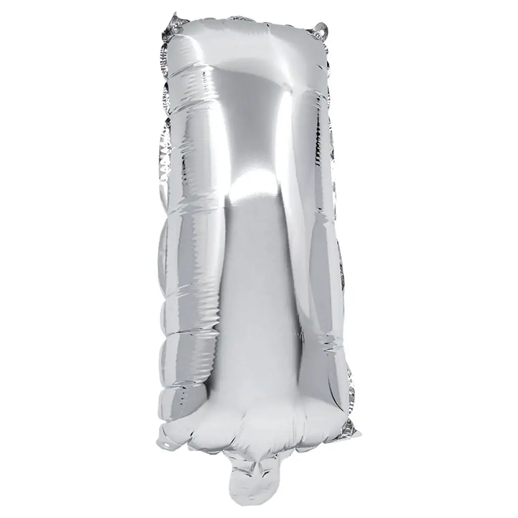 Fóliový balónik v tvare písmena I striebornej farby – písmeno I 32 cm