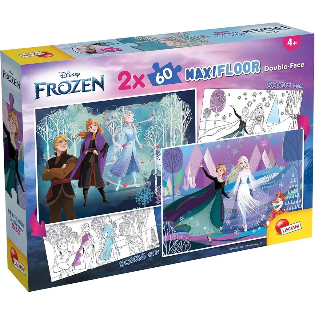 Frozen 2 v 1 maxi 2x60-dielne puzzle a omaľovánka 50x35 cm – Lisciani
