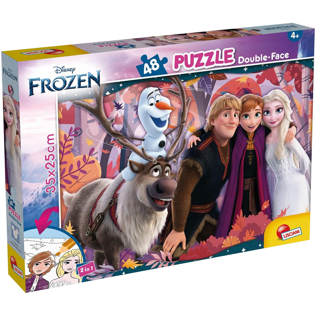 Frozen 2 v 1 s 48-dielnym puzzle a omaľovánkou 35x25 cm - Lisciani