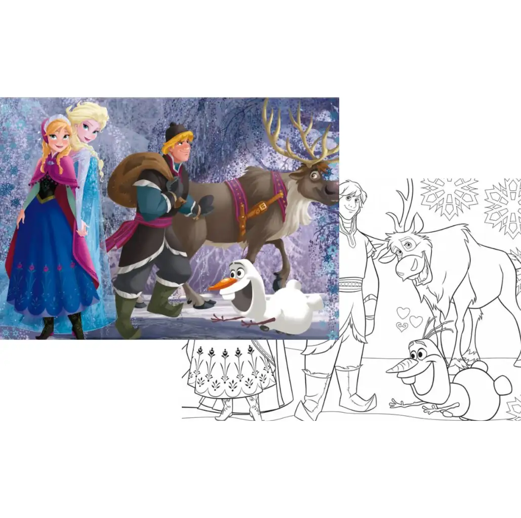 Frozen tím 2 v 1, puzzle so 108 dielikmi a omaľovánka 70x50 cm - Lisciani kép 2