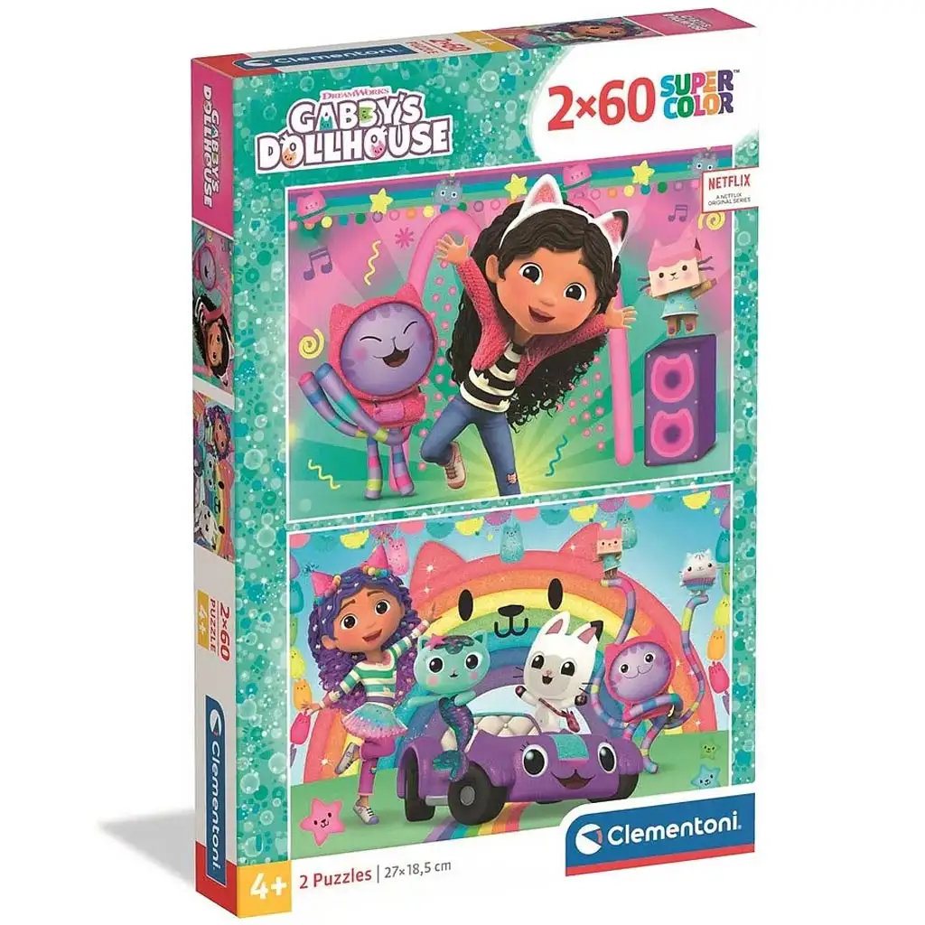 Gabby domček pre bábiky: Super Color Puzzle 2x60 dielikov - Clementoni