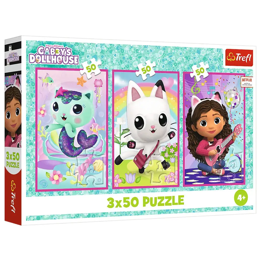 Gabi domček pre bábiky s Gabi a mačkami 3x50-dielne puzzle - Trefl