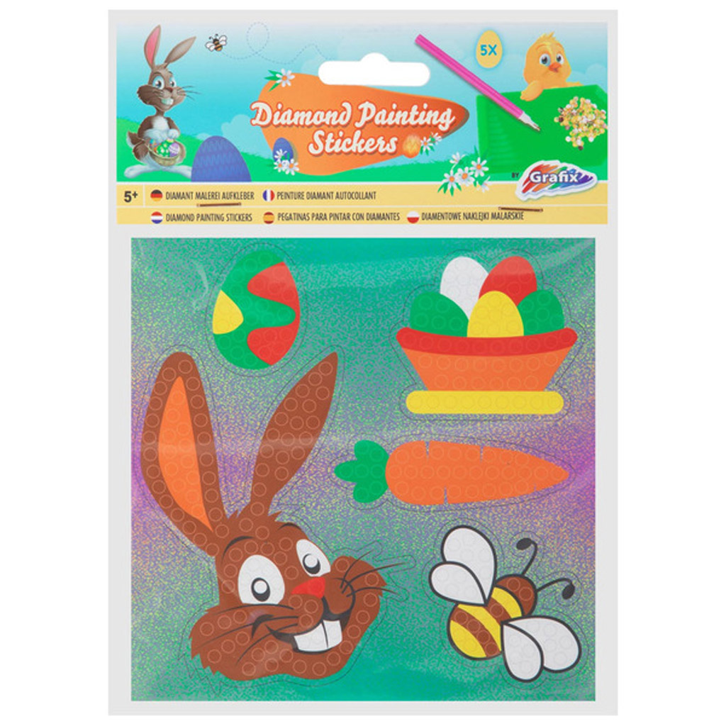 Grafix: veľkonočná nálepka na diamantové maľovanie, balenie 5 ks, v 2 rôznych prevedeniach, 1 ks