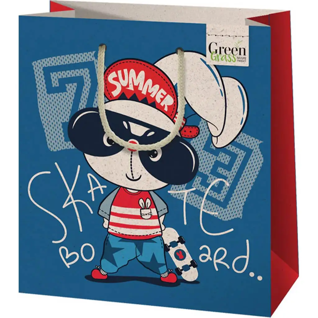 Green Grass skateboardový králik s vzorom strednej veľkosti darčekový taška 18x10x23cm