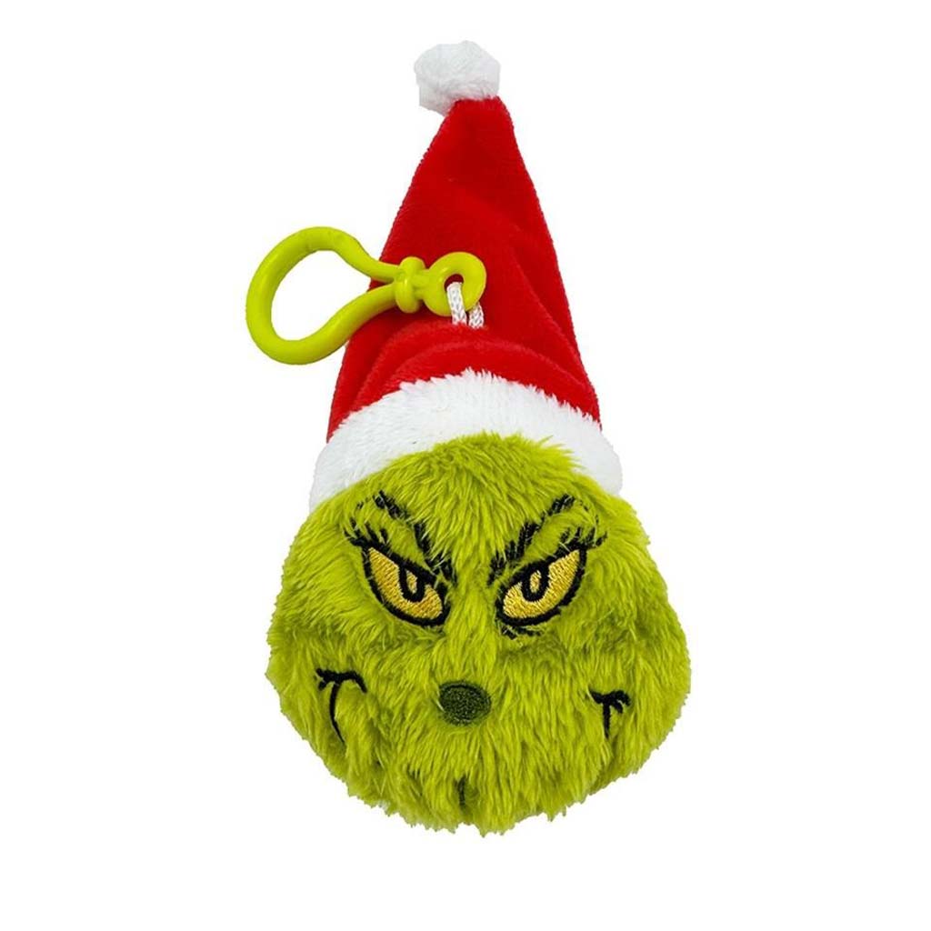 Grinch plyšová kľúčenka s mikulášskou čiapkou 8 cm