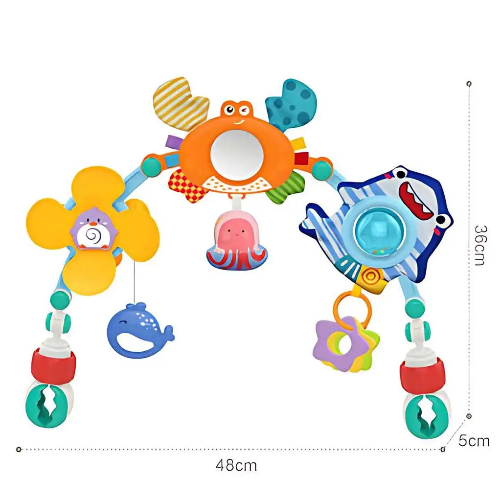 Happy World: Hračka s morskými zvieratkami na pripevnenie k detskej postieľke alebo kočíku, oblúk 48x36cm kép 2