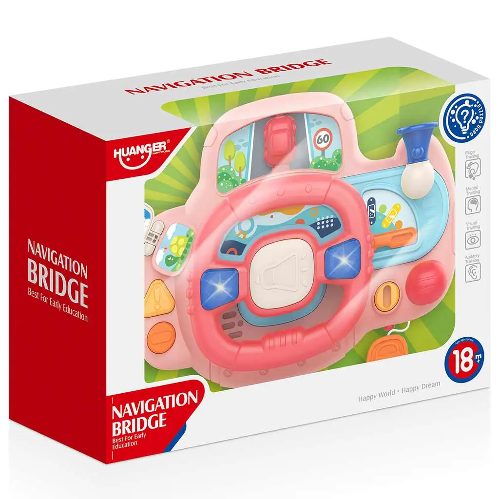 Happy World: Multifunkčný volant v ružovej farbe so svetelnými a zvukovými efektmi 23x17,5cm