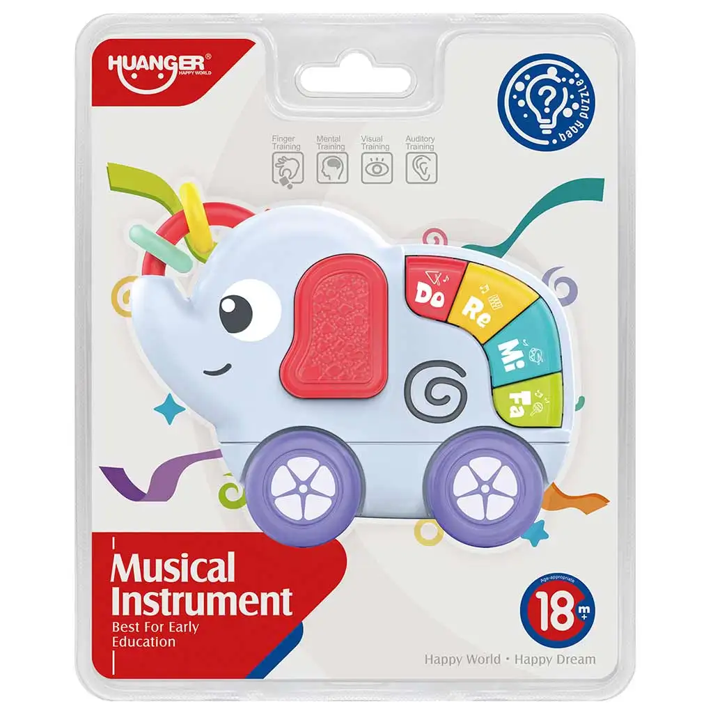 Happy World: Rozvojová hračka pre bábätká s priateľom slonom so solmizačnými zvukovými efektmi