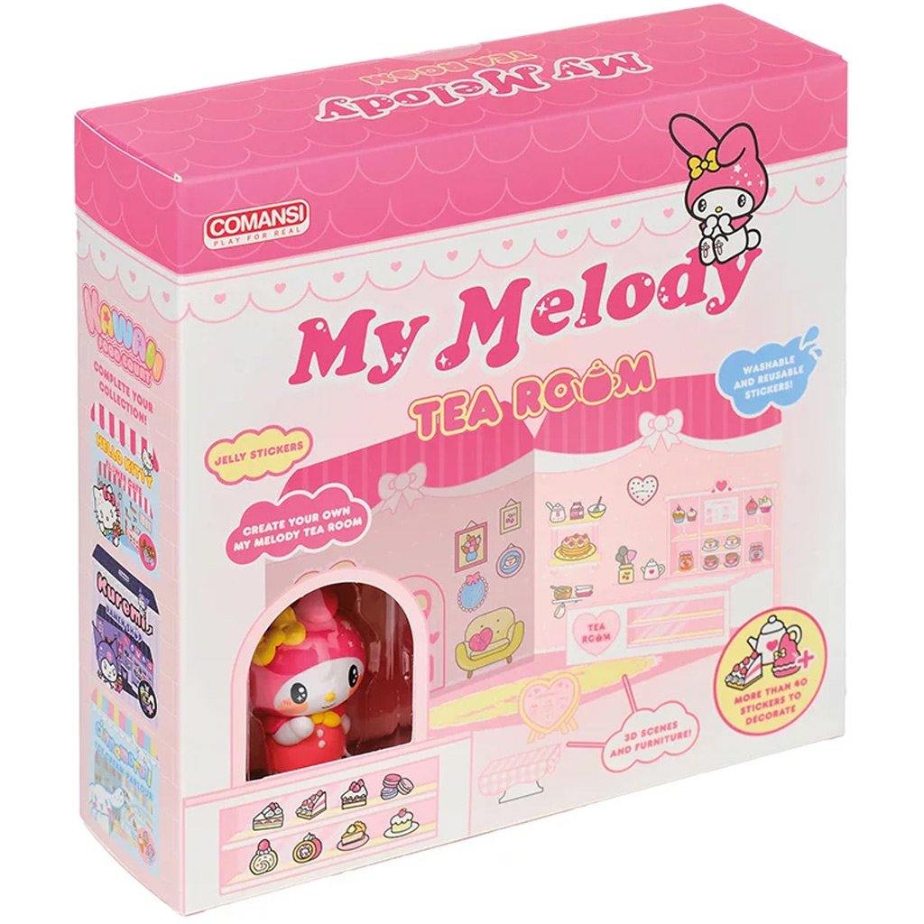 Hello Kitty: Figúrka My Melody Tea Room s domčekom na nalepovanie - Comansi