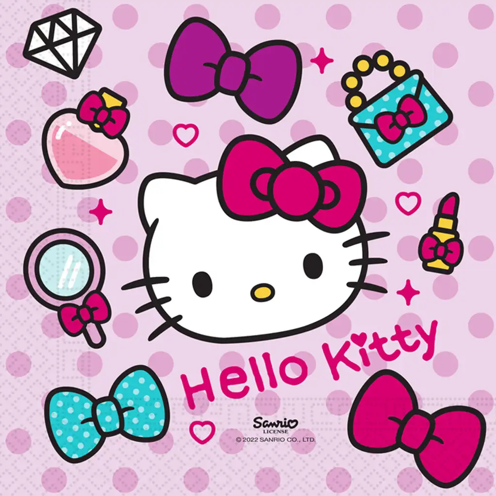 Hello Kitty papierové servítky – 2-vrstvové, 33x33 cm, 20 ks