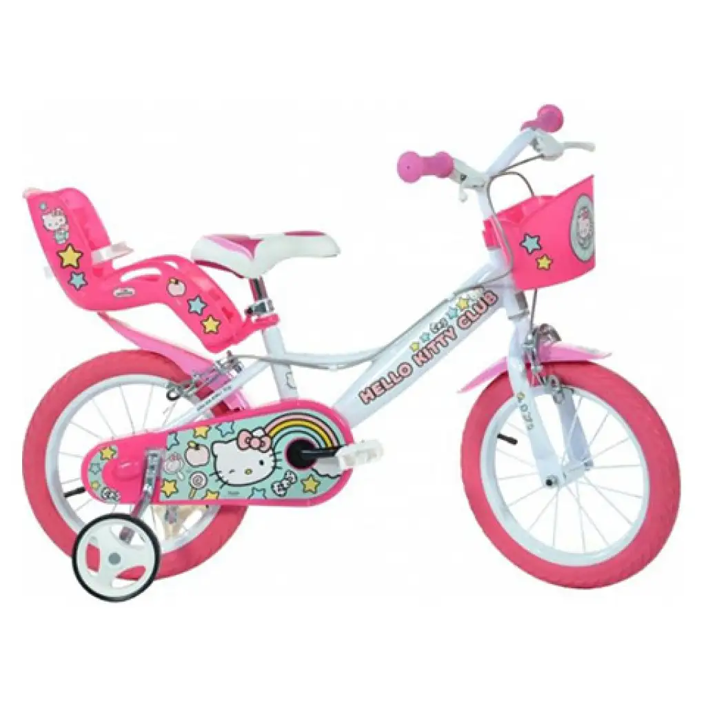 Hello Kitty ružovo-biely detský bicykel vo veľkosti 16 - bicykel Dino Bikes
