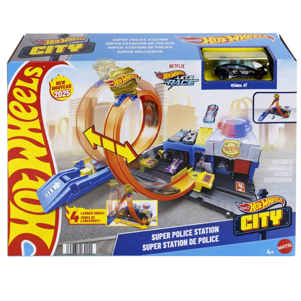 Hot Wheels City: Super policajná stanica s dráhovou súpravou a autíčkom - Mattel