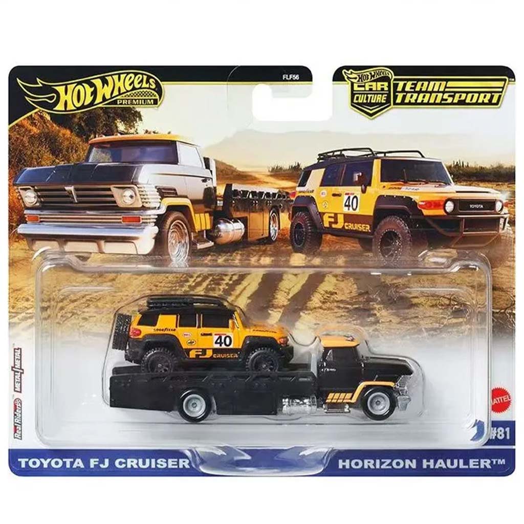Hot Wheels: Horizon Hauler Prémiový autotransportér a Toyota FJ Cruiser autíčko 1/64 - Mattel