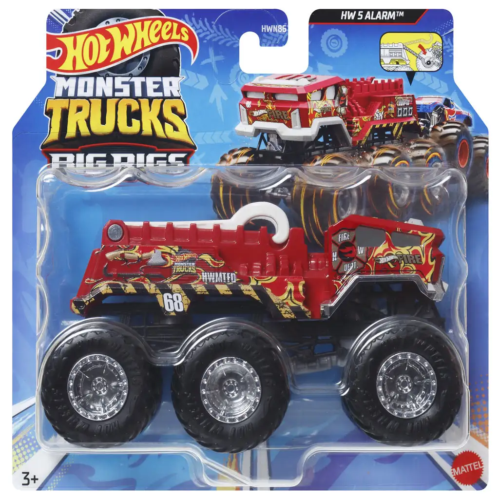 Hot Wheels Monster Trucks: Big Rigs HW 5 Alarm šesťkolesové vozidlo 1:64 - Mattel
