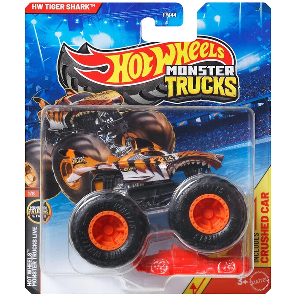 Hot Wheels Monster Trucks: HW Tiger Shark oranžové autíčko 1/64 - Mattel