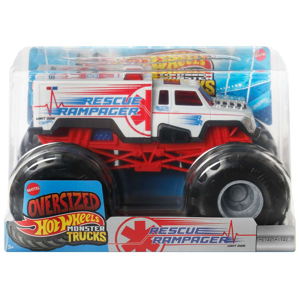 Hot Wheels: Monster Trucks Nadrozmerné záchranné auto Rampager 1/24 - Mattel