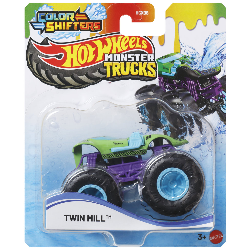 Hot Wheels Monster Trucks: Twin Mill meniaca farbu auto 1/64 - Mattel