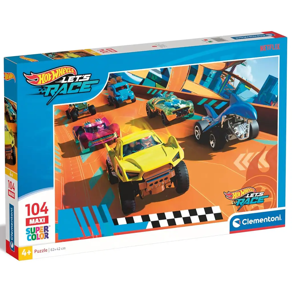 Hot Wheels preteky s 104-dielnym maxi supercolor puzzle - Clementoni